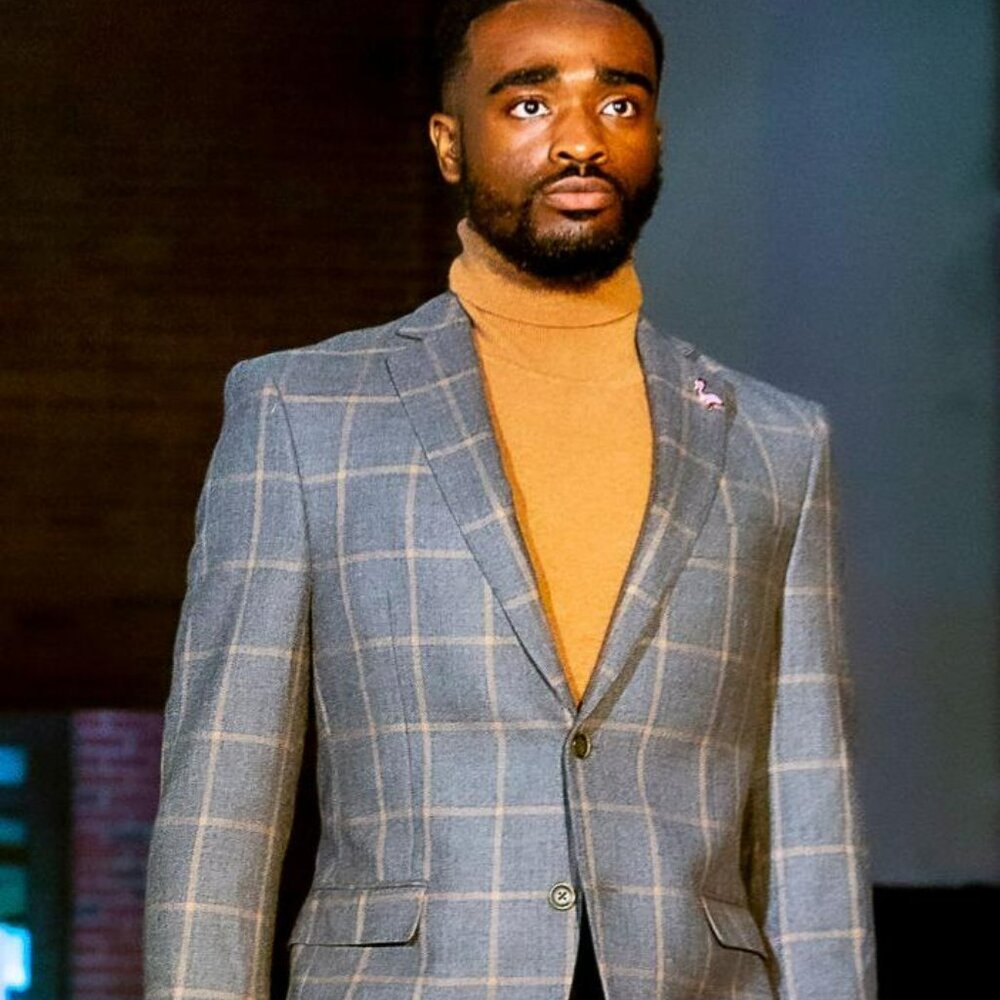 Grey & Tan Window Pane Sports Coat